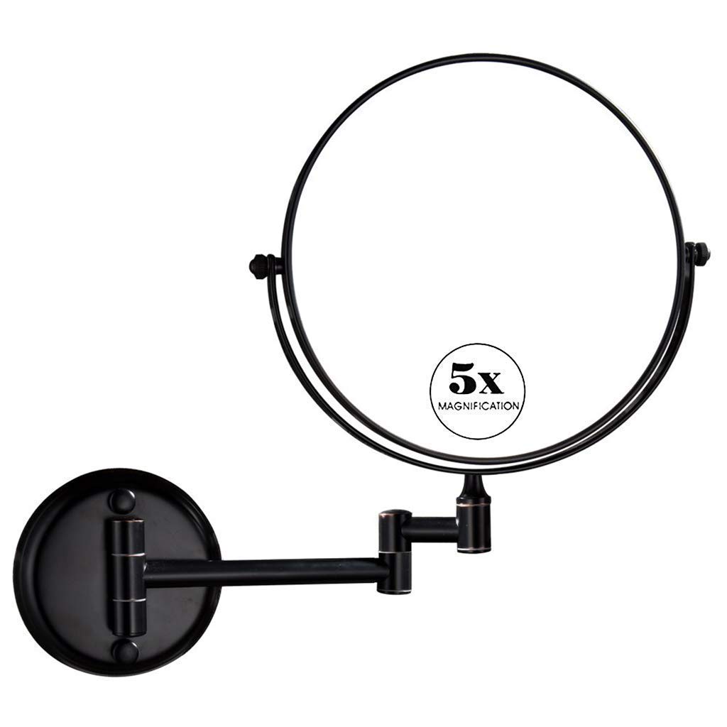 Miroir grossissant 5X mural de 8 pouces avec bras articulé double face