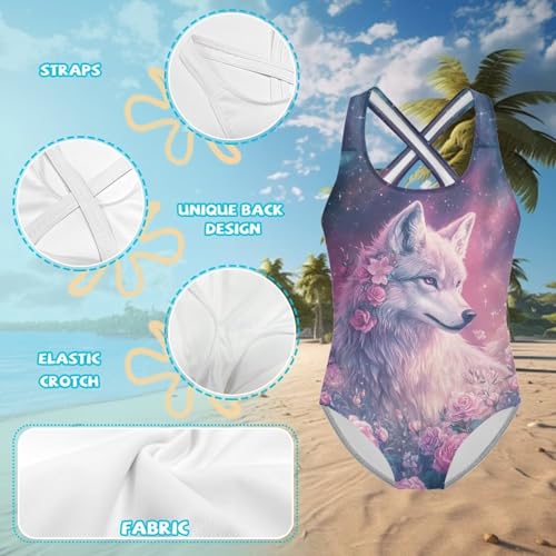 Image of Yzaoxia Girls' Swimwear One Piece Swimsuit for Kids Scoop Neck Bathing Suit Round Neck Swim Wear 5-14Y