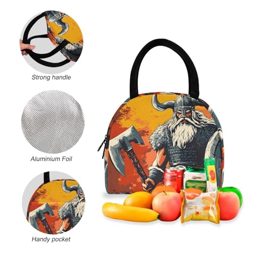 Backpack Lunch Box Set Large Capacity Travel Backpacks and Insulated Lunch Bag for Commute Hiking Picnic Viking Soldier Print4