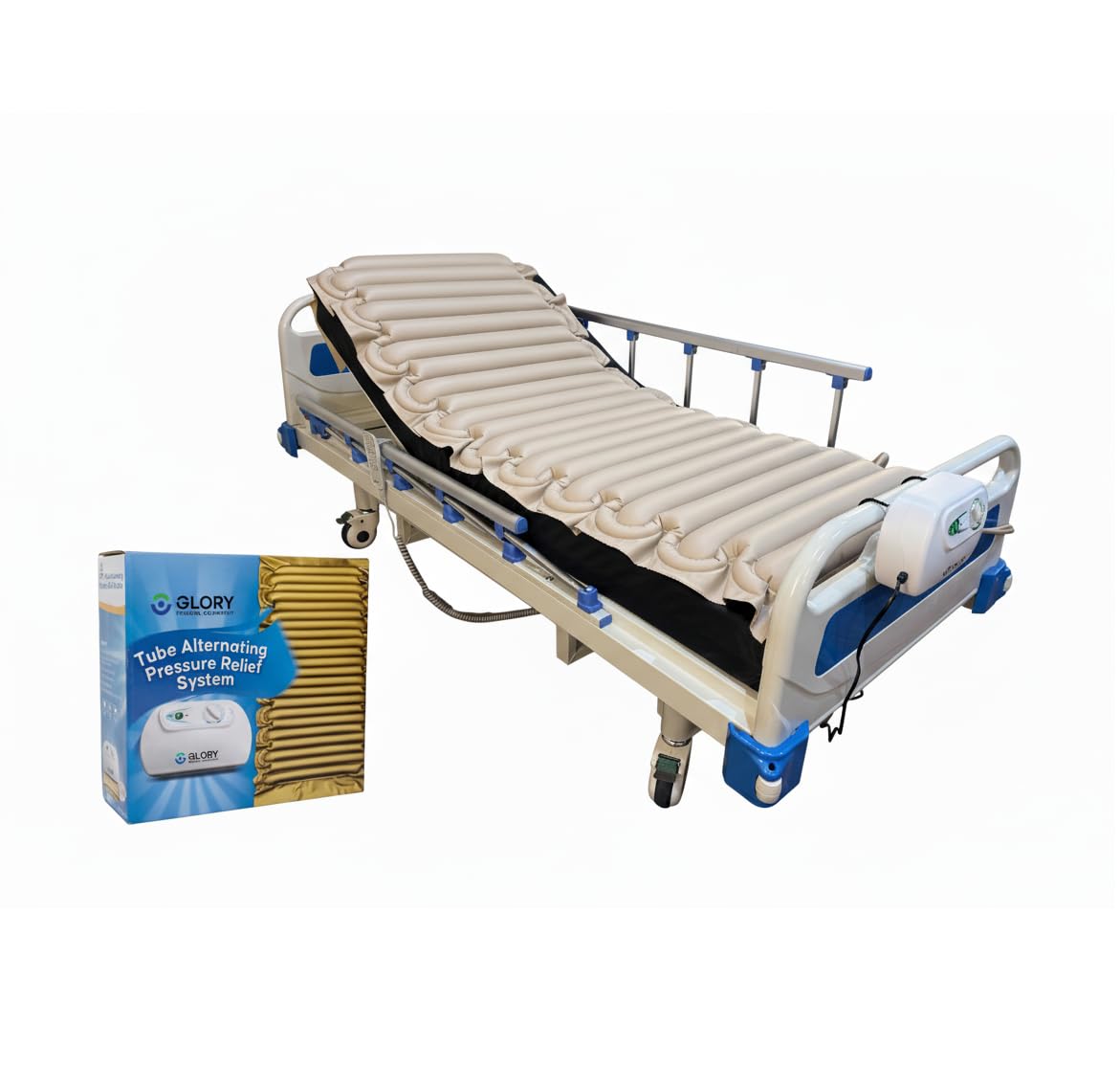 Glory Medical (MT-02) Alternating Pressure Mattress Topper – 12-Minute Cycle, Waterproof Vinyl, Hypoallergenic & Latex-Free, Promotes Healthy