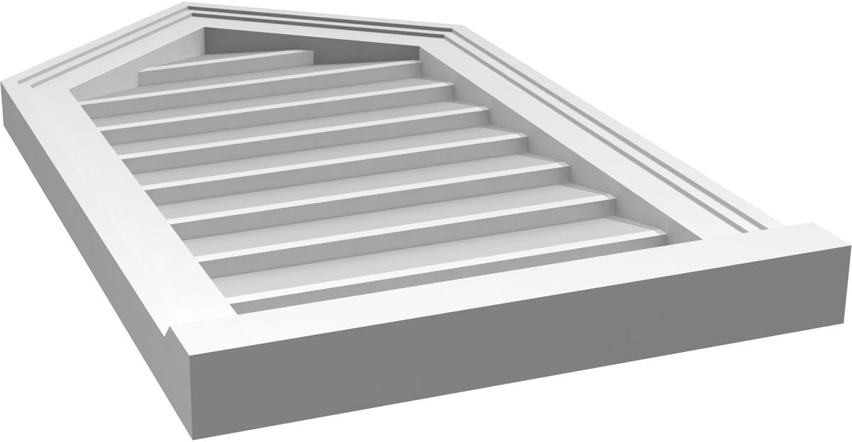 GVSPE16X2803SN-10 Peaked Top Brickmould Sill Frame, Primed Tan Signature Series Surface Mount Gable Vents, 16-in. W x 28-in. H, Unfinished