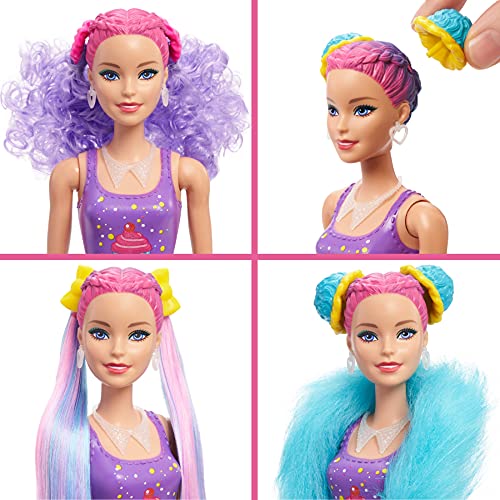 Barbie HBG39 - Color Reveal Cupcake Haarwechsel Puppe, Glitzerpink Spielset mit 25 Überraschungen rund um Haarstyling und Party, Spielzeug ab 3 Jahren – Bild 2