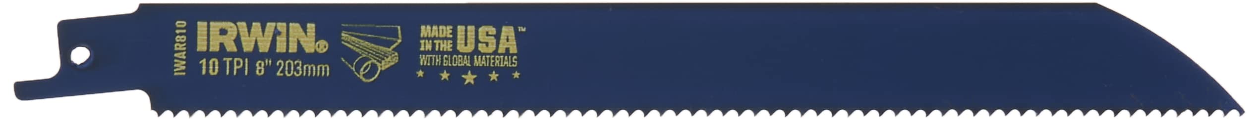 IRWIN Tools Reciprocating Saw Blade, Wood- and Metal-Cutting, 8-Inch 10 TPI, 5 Pack (372810P5)