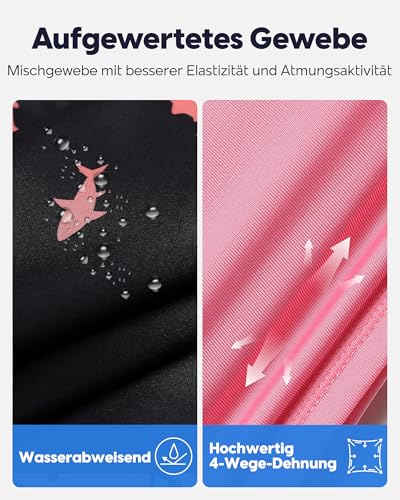MaaMgic 2 in 1 Badehose für Herren mit Kompression Innenhose | 7" Schnelltrocknend Badeshorts Männer 4 Way Stretch Boardshorts mit Reißverschlusstasche Verstellbar Tunnelzug,L,Schwarz Rosa Hai 4