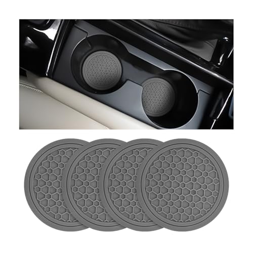 Image of Mandark 4PCS Car Cup Holder Coasters, 2.75 Inch Non-Slip Insert Water Bottle Holder Pads, Dustproof Automotive Interior Accessories Mat, Universal for Vehicles, Trucks, RVs and More (Gray)