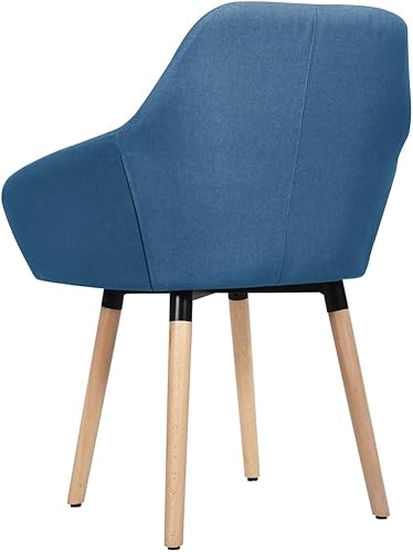 Miniatura 5 de Modern Dining Chairs Set of 2, Blue Polyester Fabric Upholstered Kitchen Chairs, Sturdy Solid Wood Legs for Dining Room, Living Space