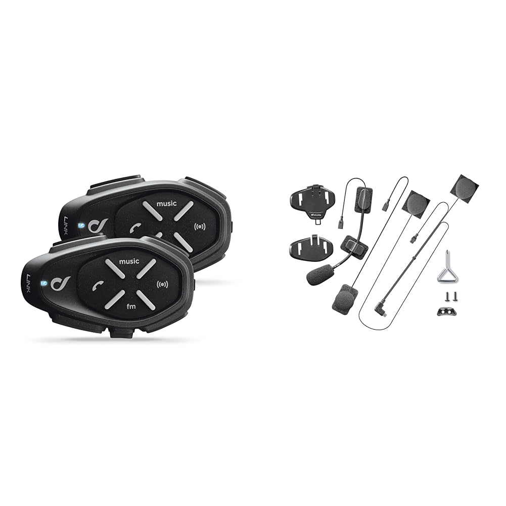 INTERPHONE LINK - Doppio - Interfono Bluetooth da Casco per Moto, Uso Pilota - Pilota & MICINTERPHOFLAT - Audio Kit - Ricambio Completo per Interfoni Avant, Tour, Sport, Urban, Link.