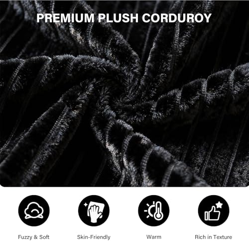 Image of LAUSAINT HOME 132 inch Modular Sectional Sofa Couches, U-Shaped Boneless Cloud Sofa with 4 Deep Seat, 6 Cushiones Oversized Chaise for Living Room, Bedroom, Plush Corduroy Fabric (U Shaped Sofa, Black)