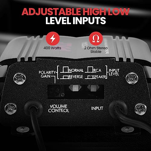 Image of Pyle 2-Channel Marine Amplifier Receiver - Waterproof and Weatherproof Audio Subwoofer for Boat Stereo Speaker & Other Watercraft - 400 Watt Power, Wired RCA, AUX and MP3 Audio Input Cable