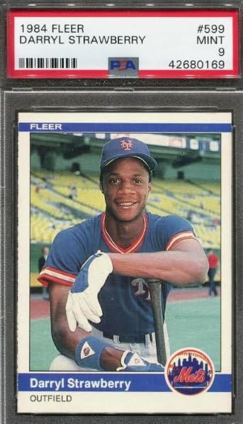 1984 Fleer Darryl Strawberry Graded PSA 9 Mint Baseball Trading RC Rookie Card #599
