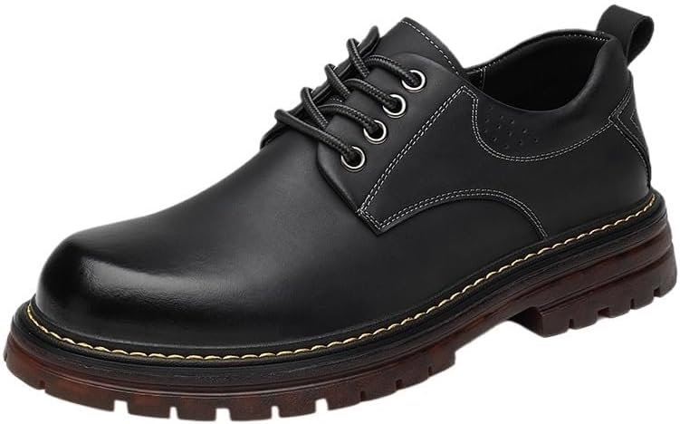 Men's Low Gang Thick Bottom Big Workwear Casual Leather Shoes Fashion Retro Shoes