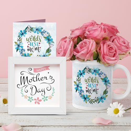 Image of TIED RIBBONS Gift for Mom, Birthday Gift for Mom Wife Women Mother in Law Mummy (Artificial Flower Rose Bunch with Ceramic Coffee Mug, Photo Frame & Greeting Card) Set Combo