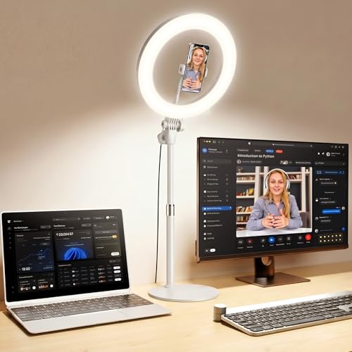 Image of Desk Ring Light with Stand for Computer, Zoom Lighting for Computer | 30 Light Modes for Video Conference, Video Calls, Home Office, Desk Lighting for Video Recording, Podcast, Webcam, Stream