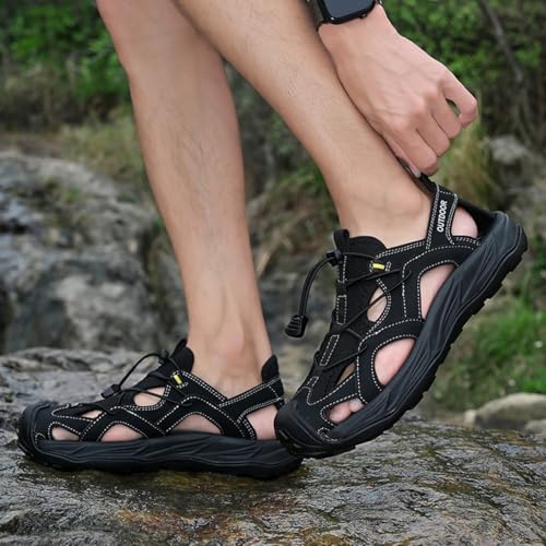 Men's Athletic Sandals Closed Toe Beach Sandals Breathable Anti-Slip Water Shoes for Outdoor Walking Trekking4