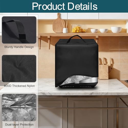 Image of Air Fryer Dust Cover for Gourmia GAF838 8 Qt Air Fryer Oven 14.5 inchD x 11.2 inchW x 13.4 inchH, Reusable 600D Nylon w / 12m Aluminum Foil, Heavy Duty, Heat Resistant, Waterproof, Dustproof