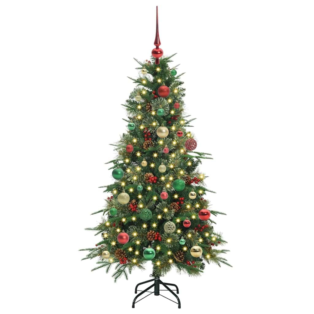 Sztuczna składana choinka, zielona, 150 cm, PE i PCW, wstępnie oświetlona 150 diodami LED, zasilana przez USB, do użytku wewnątrz i na zewnątrz, świąteczna dekoracja