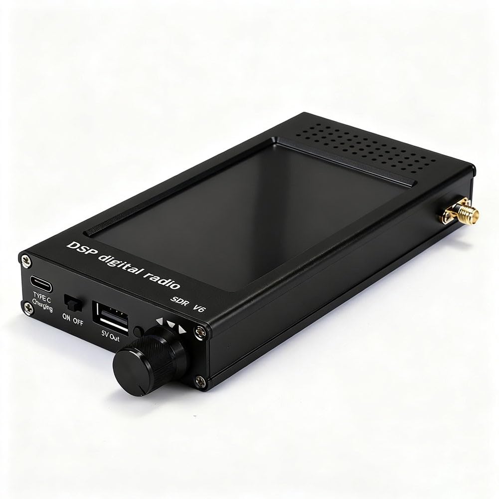 SDR-V6 Software Defined Radio Empfänger 100kHz-149MHz mit 4,3 Zoll IPS Touchscreen, Aluminiumgehäuse, 3000mAh Akku, CW/AM/SSB/FM Modi für Amateurfunk und Kurzwellenmonitoring, Schwa