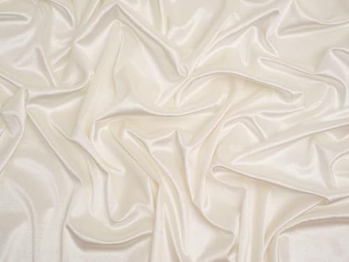 Minerva Cream Glossy Panne Velvet Stretch Knit Fabric for Dressmaking - 150cm Wide - per metre