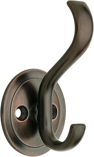 Franklin Brass Ganchos de pared para abrigos y sombreros, ganchos dobles para colgar en la pared, de bronce veneciano, para colgar en la pared,