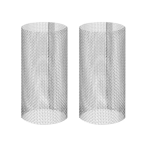 M METERXITY - M METERXITY 2-Pack 20 Mesh Stainless Steel Filter Screen, Reusable Water Pump Strainer Replacement for Sediment Filter T Strainer, Inline Water Filter Accessory [White]