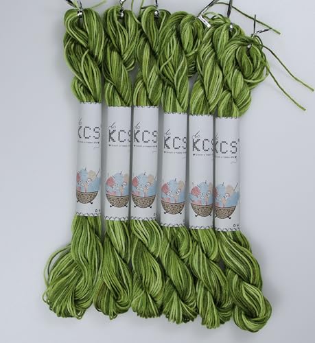 Image of KCS Big skeins of 25 Meters Size 25 Color Variegated Cross Stitch Stranded Threads,6 skeins,94