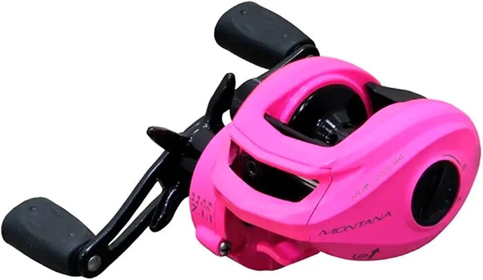 CARRETILHA DE PESCA MARURI MONTANA DS 10000 PINK - 10 ROLAMENTOS - DRAG: 6,5KG LADO:ESQUERDO