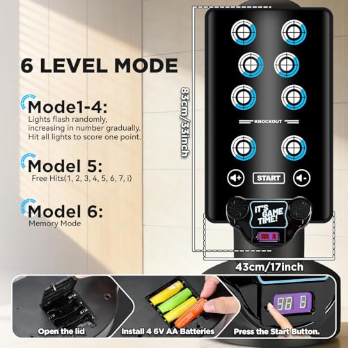 NZQXJXZ Saco de Boxeo Mejorado para Practicar de pie con Alfombra Musical interactiva, Saco de Boxeo para Adultos con Pantalla para puntuación, Kickboxing para Principiantes, Entrenamiento de MMA - imagen 7