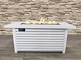 Bridgeport Rectangle Steel Propane Fire Pit Table for Outdoor Home Garden Backyard Fireplace (White, Size :- 24'' H x 54'' W x 24'' D)