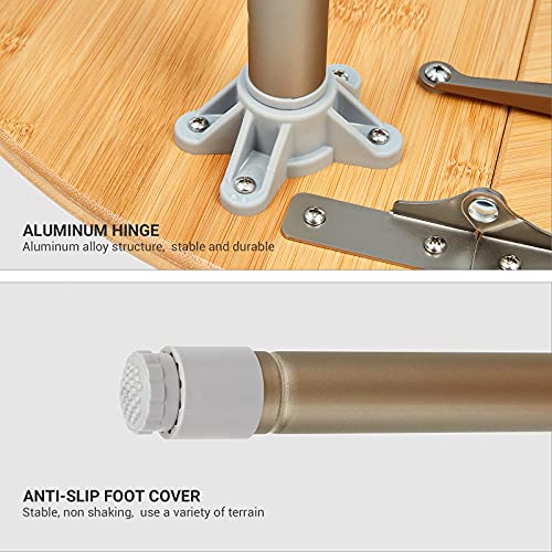 Atepa Bamboo Folding Table 4, Folding Table with 2-3 Adjustable Heights, Lightweight, Aluminium Alloy Legs, Anti UV Coating, with Carry Bag, for 2 to 6 People, Camping, Garden - Image 7