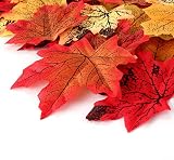 Mocraft 500 Stück Ahornblätter,Künstliche Ahornblatt Girlande 5 Farben/2 Größe,Herbstlaub Herbst Blätter Deko für Partei,Hochzeit,Halloween,Weihnachten Deko,Party,Christmas
