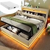 Innovativa illuminazione a LED: alla testa e ai piedi del letto si trovano strisce luminose a LED, che possono essere controllate tramite app per cellulare o telecomando e supportano il controllo del tempo e diverse modalità di illuminazione dinamica. Le luci si muovono al ritmo della musica e attraverso l'applicazione è possibile selezionare più di 60.000 colori di luce.
