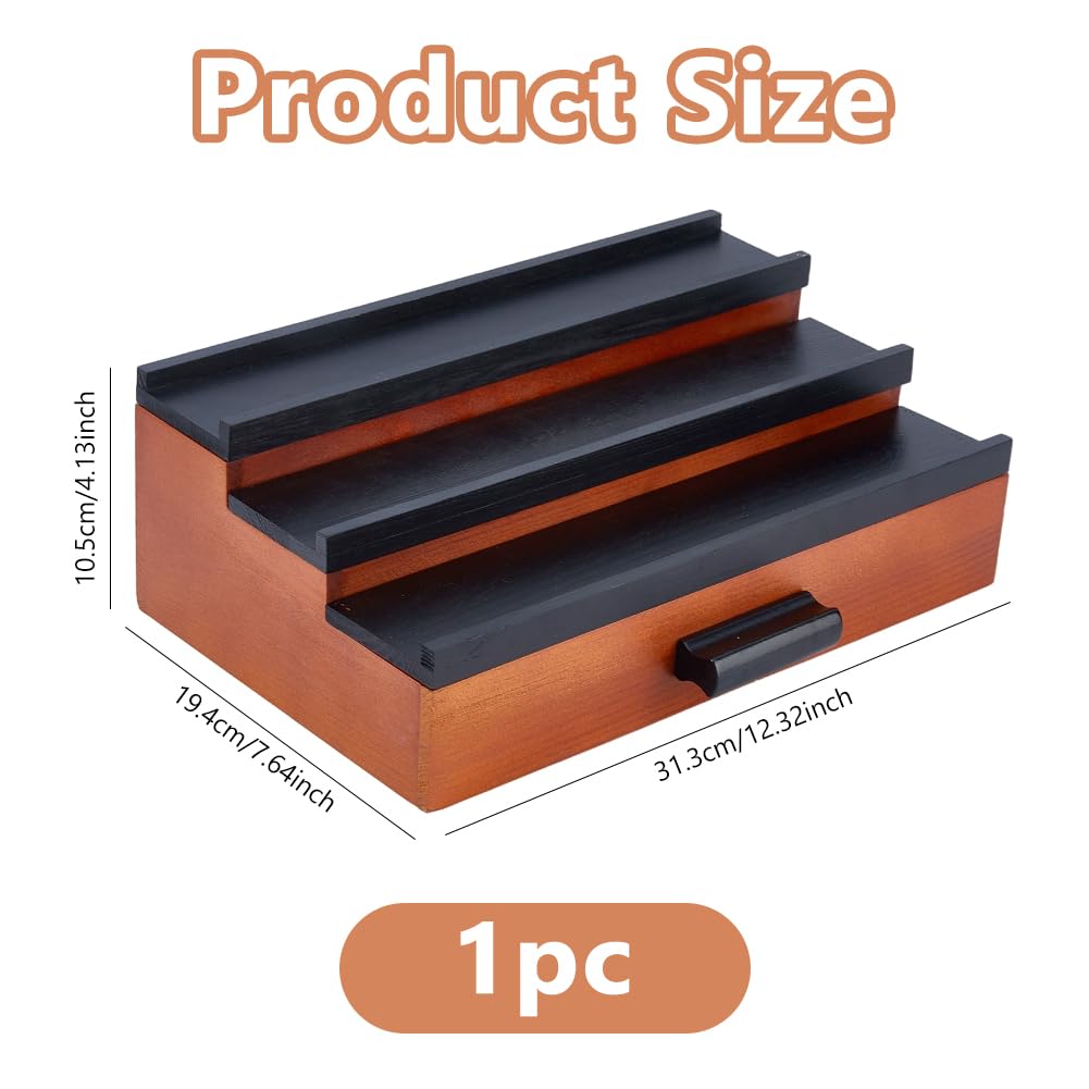 DICOSMETIC Organizer per acqua di colonia, in legno, per uomini, 3 piani, colonia, supporto per acqua con scomparto nascosto e cassetto in legno, organizzatore per profumi da scrivania, scaffale per