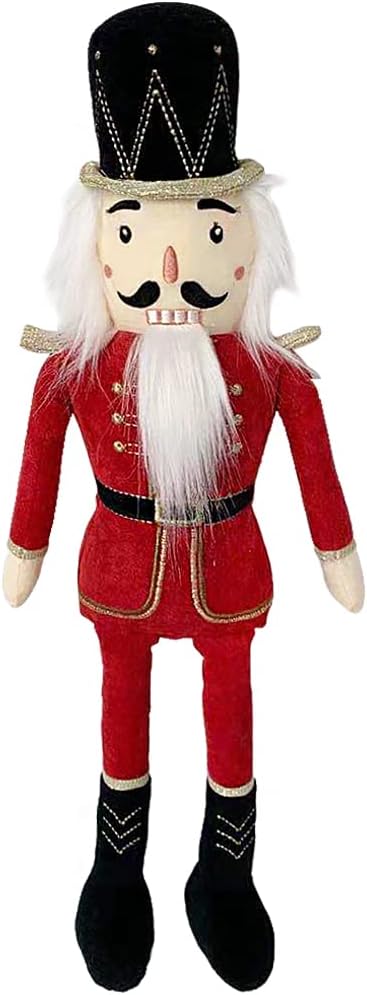 MON AMI Red Nutcracker Shelf Sitter Plush Doll – 19”, Traditional Nutcracker Soldier Doll Figures, Christmas Decorations