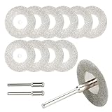 LithiCraft Diamond Cutting Wheel Cut-Off Discs (10 Pieces) with 2 Mandrels for Dremel Rotary Tools (30mm) Suitable for Cutting Glass and Ceramic Tiles
