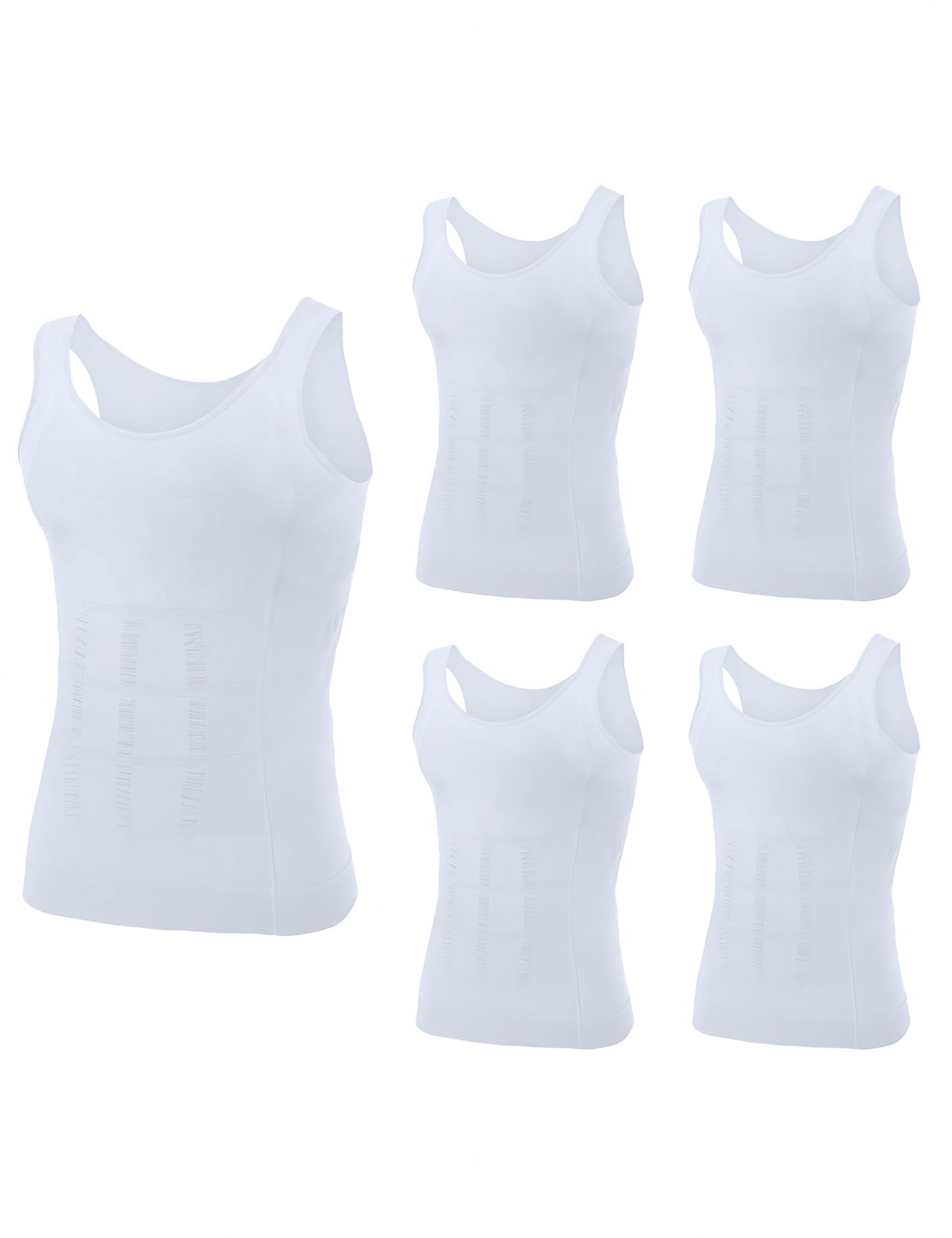 TopTie 5 Camisetas Interior de Tirantes elástica con Faja Reductora de Hombre Camisetas de Compresión Chaleco Adelgazar