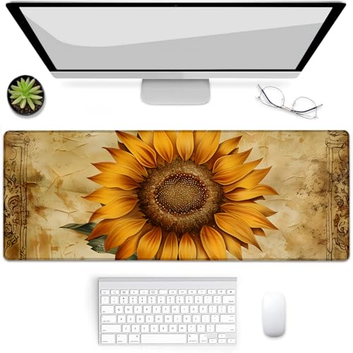 Tapis de souris de jeu xxl tournesol antidérapant pour grand bureau gamer