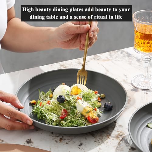 Kyraton Large Deep Plastic Plates - 8 Piece Set, 9 Inch Dinner Plates, Unbreakable, Lightweight, Microwave Safe - Image 6