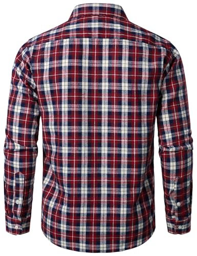 LucMatton Men's Flannel Shirt Casual Regular Fit Long Sleeve Button Down Plaid Shirt with Pocket2