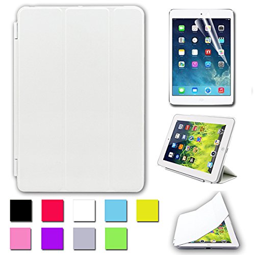 BESDATA Ultra Thin Magnetic Smart Cover for Apple iPad Mini 1st Generation [Wake/Sleep Function] Translucent Back Case + Screen Protector + Cleaning Cloth + Stylus (White)