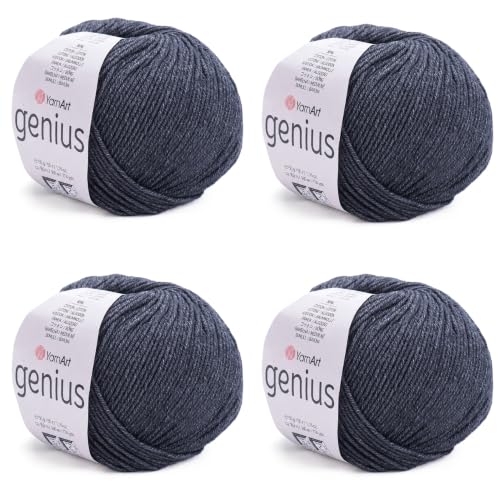 Image of YarnArt Genius Soft Cotton Blend Yarn, 4 Pack (1.76 oz / 174 Yds)