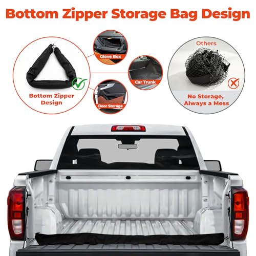 Image of 3-Layer Cargo Net for Toyota Tacoma 2005-2026, Zoned Storage Truck Bed Net | Integrated Zippered Storage Bag, Heavy-Duty Cargo Organizer Netting for Camping, Trips & Everyday Use