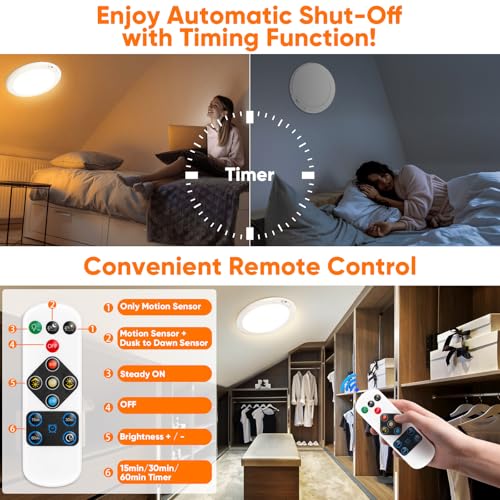 Image of Rechargeable Motion Sensor Ceiling Light, 12000mAh Battery Closet Light