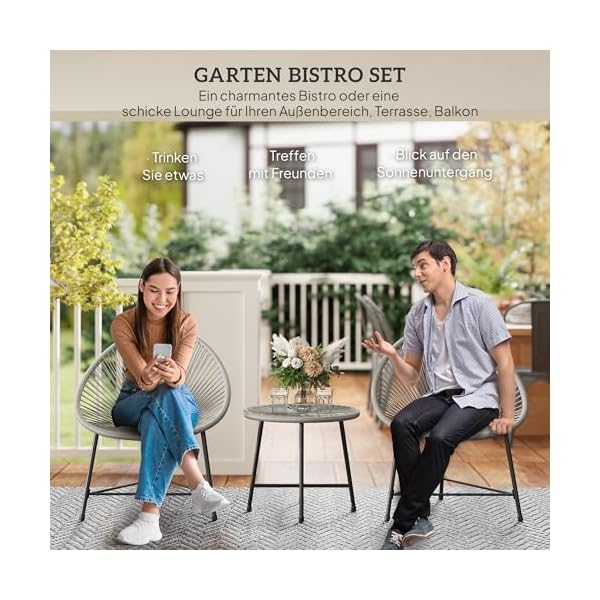 Polyrattan Lounge-Set für 2 Personen Grau