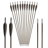 Flechas de bambú Flechas de bambú para Arco 12 Flechas para Tiro con Arco Flechas de...