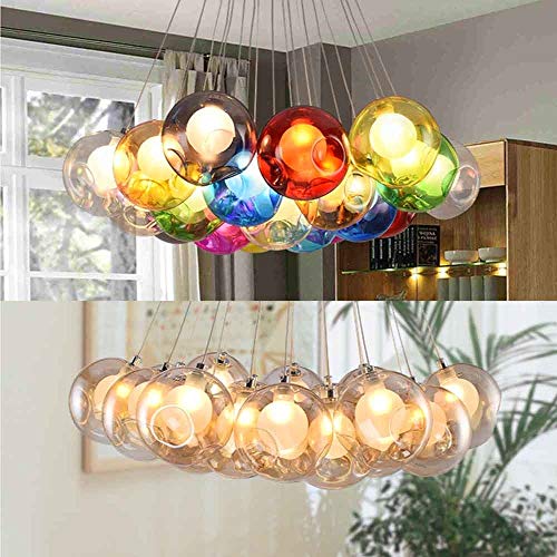 Plafonnier design en verre soufflé multicolore pour salon chic