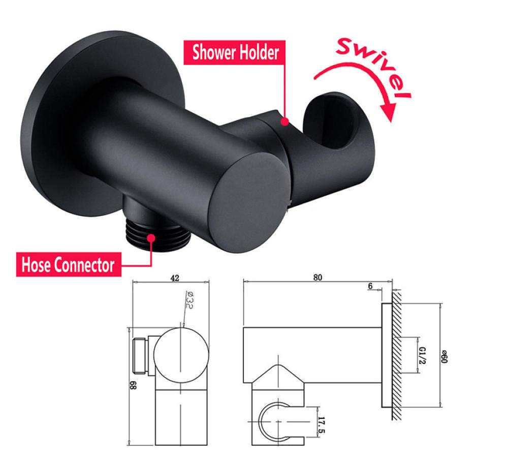 Huin Juego de ducha de baño Grifo de ducha de lluvia negro mate Sistema de válvula termostática montado en la pared o en el techo Cabezal de ducha de 8 pulgadas