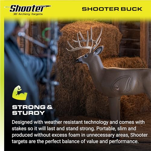 Image of SHOOTER Buck 3D Archery Target, Replaceable Insert for Long Life, Weather-Resistant Construction, High-Density Impact-Response Foam Withstands Field Points, Broadheads, and Expandables