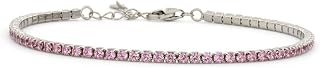 Joyas - Pulsera unisex de tenis de plata 925 con circonitas de corte brillante de 3 mm, colores blanco, negro, rojo, verde, azul, aguamarina y rosa, ajustables de 17 a 20 cm, Talla