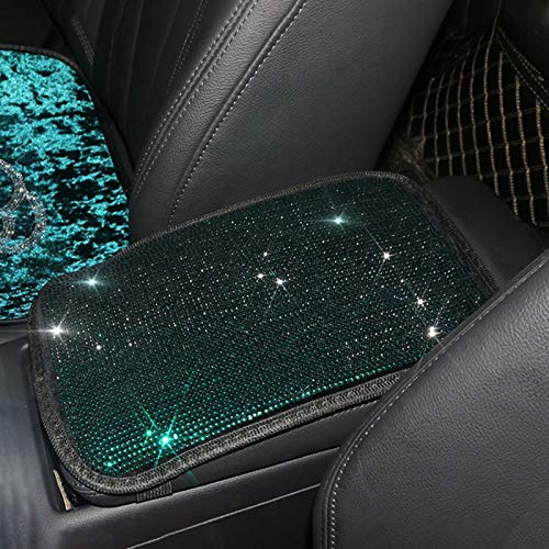 Bling Bling Car Center Console Cover, Universal Car Armrest Cover Auto Center Console Cushion Pad Charming Colorful Crystal Rhinestone Arm Rest Padding Protective Case Car Interior Accessory