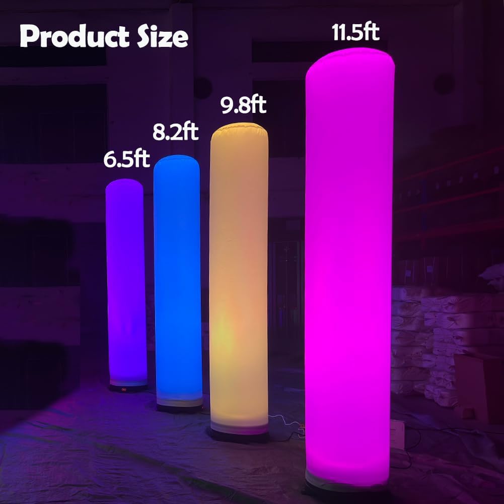Inflatable Lamp Post with Remote Control Bar Party Decorative lamp Changeable to Many Colors Suitable for Wedding Sites, Event Exhibitions, Store Decorations, Birthday Party Etc (Multicolor, 11.5ft)